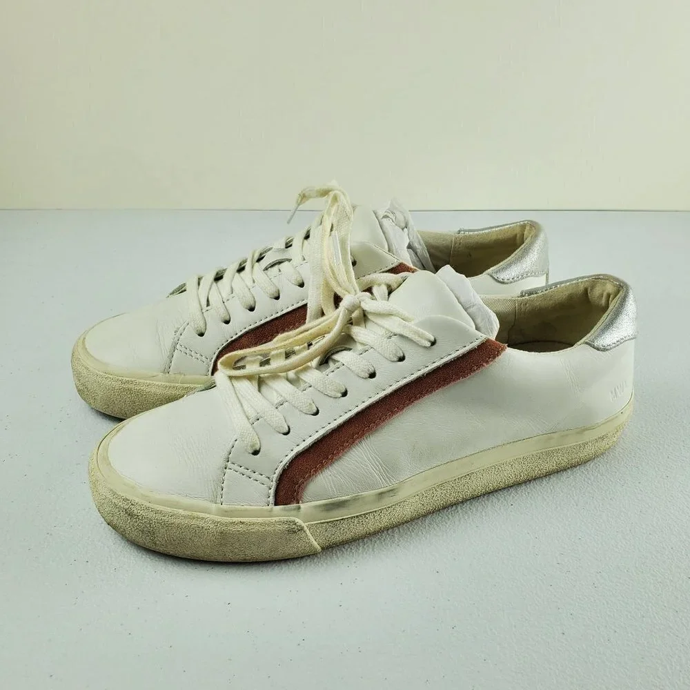 Madewell Sidewalk Low-Top Sneakers Soft Leather Lace Up Shoes 8 Womens White
